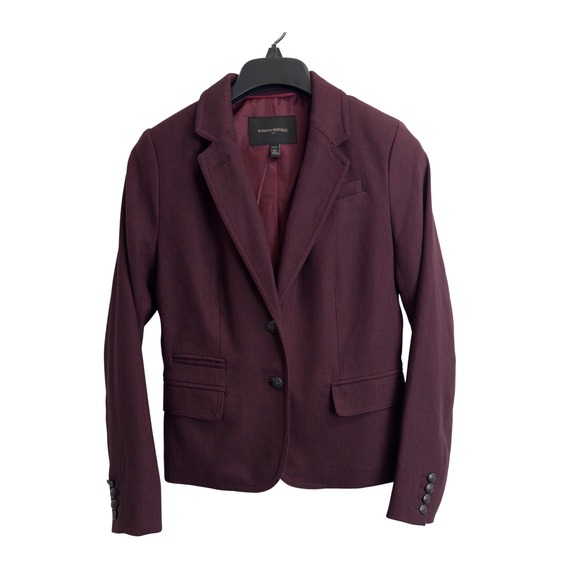 Banana Republic Jackets & Blazers - Banana Republic Burgundy Herringbone Blazer Petite 2P Two Button Crested Jacket